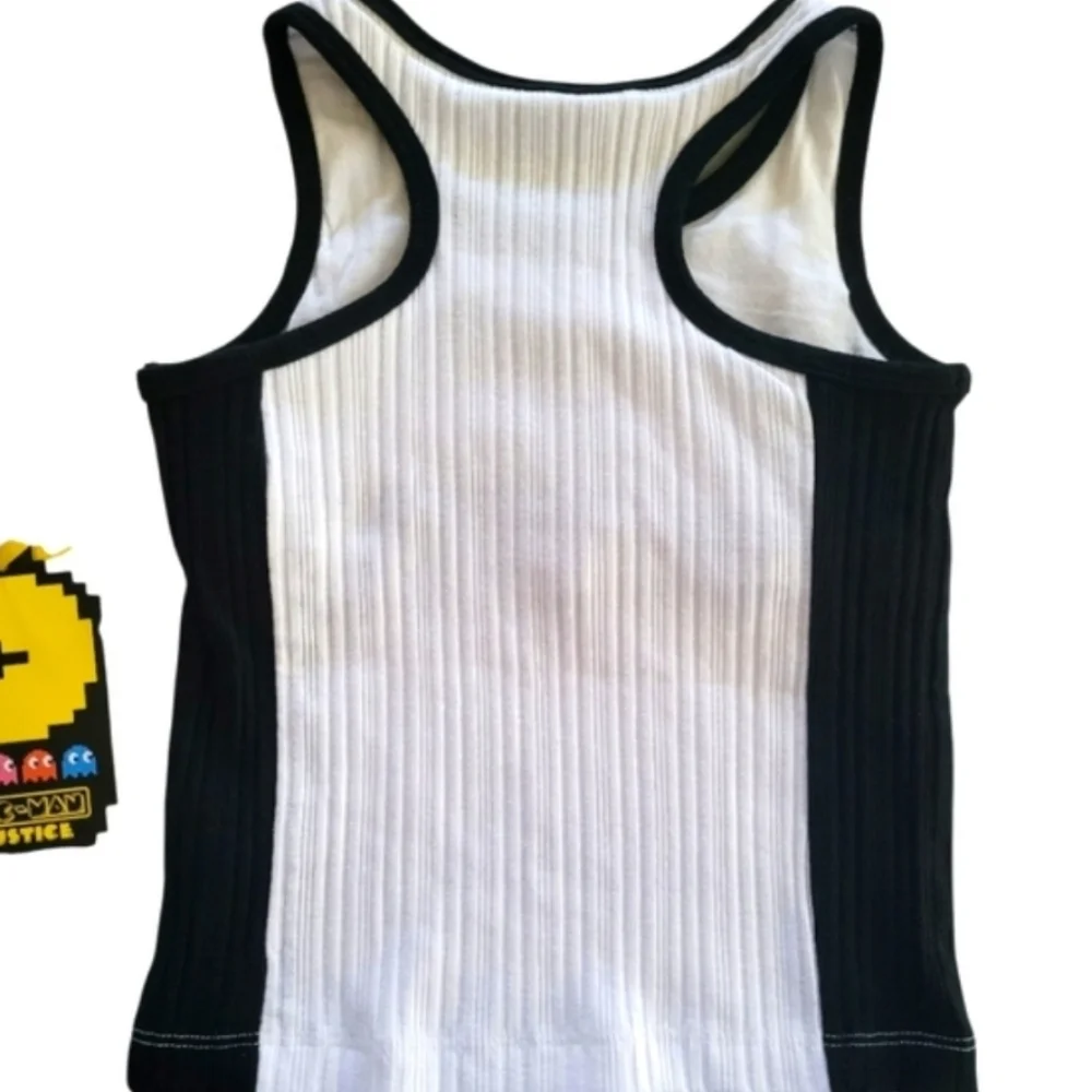 Justice White and Black Ribbed Pac Man Ghosts Tank Top Size XS Heart Of Justice
